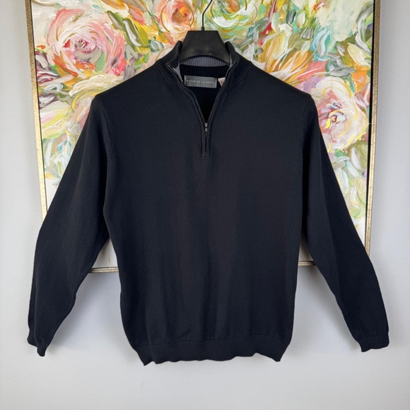 Oscar de la Renta Men’s Quarter Zip Sweater – Black - Picture 8 of 10